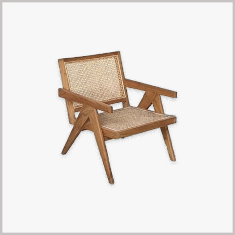 Ghế Armchair Khung Gỗ Bọc Da Nỉ Tựa Lưng Mây - GA85