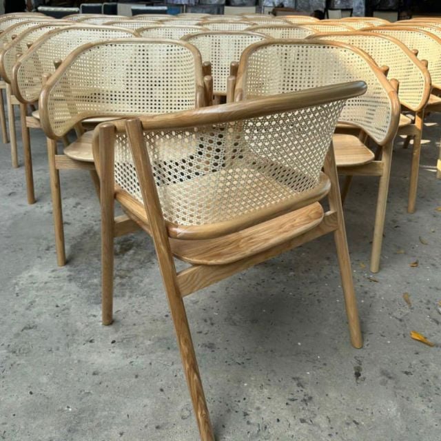 Ghế Ăn Ghế Cafe Khung Gỗ Bọc Nệm Lưng Mây - G41