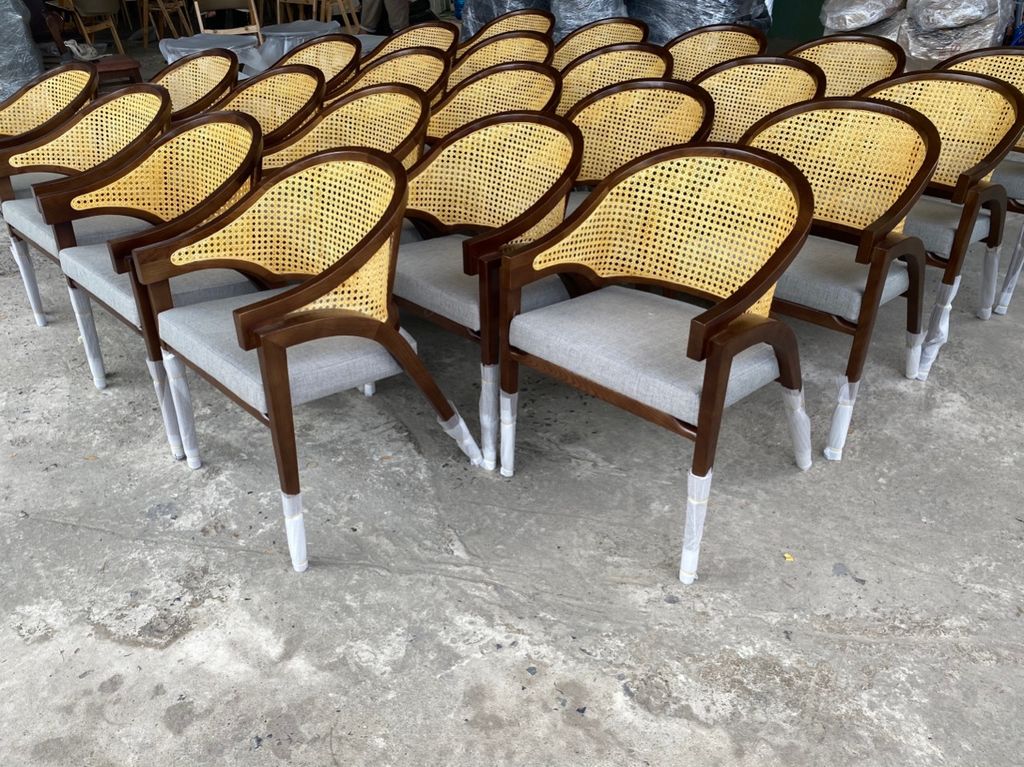 Ghế Ăn Ghế Cafe Wormley Khung Gỗ Bọc Nệm Lưng Mây - G42