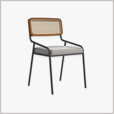  Ghế Cafe Khung Sắt Nệm Da Nỉ Tựa Lưng Mây - GS32 