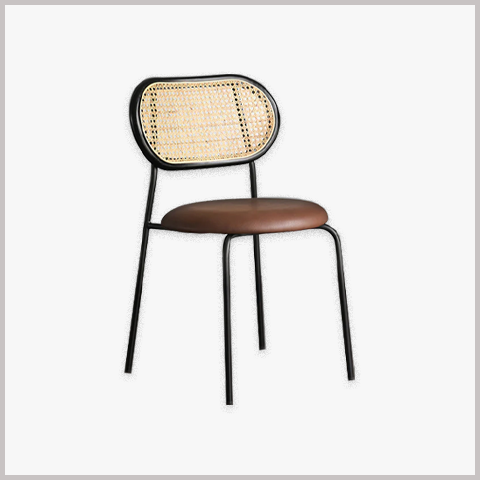 Ghế Cafe Khung Sắt Nệm Da Nỉ Tựa Lưng Mây - GS34
