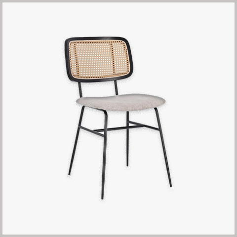 Ghế Cafe Khung Sắt Nệm Da Nỉ Tựa Lưng Mây - GS35