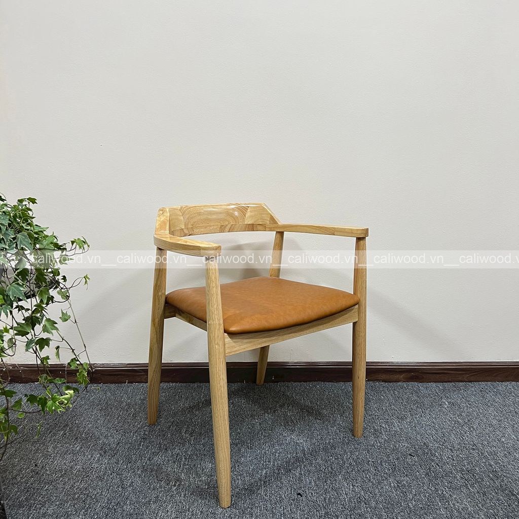 Ghế Hiroshima tựa thấp ghế ăn ghế cafe gỗ đệm da – G12