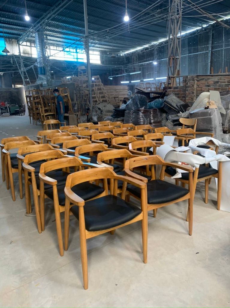 Ghế Hiroshima tựa thấp ghế ăn ghế cafe gỗ đệm da – G12