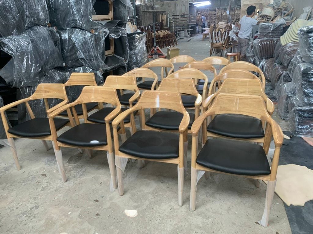 Ghế Hiroshima tựa cao ghế ăn ghế cafe gỗ đệm da – G21