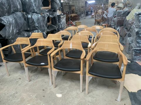  Ghế Hiroshima tựa cao ghế ăn ghế cafe gỗ đệm da – G21 