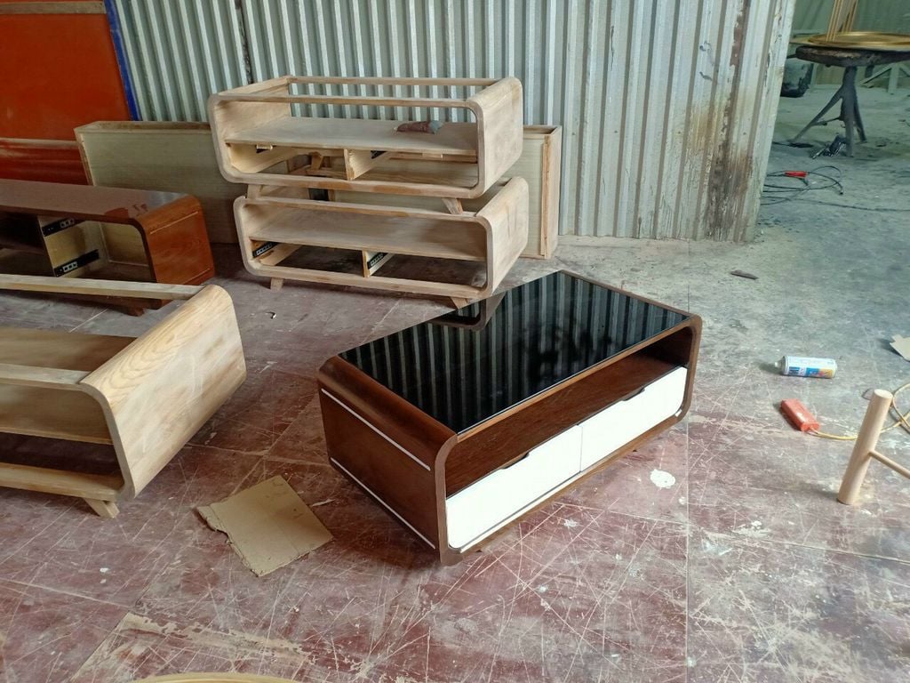 Bàn Trà chữ nhật gỗ mặt kính - BT20