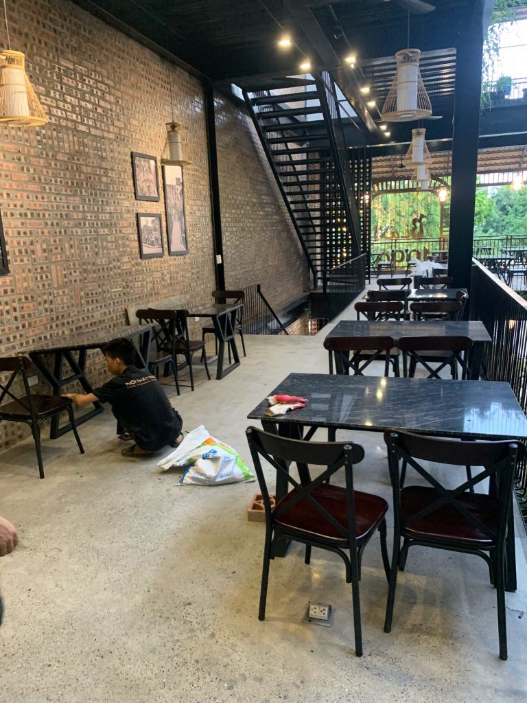 Ghế Ăn Ghế Cafe Khung Sắt Mặt Gỗ - GS04