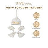  [GIFT] Nón Và Bộ Vớ Cho Trẻ Sơ Sinh Khang Home - Vải Waffle An Toàn Cho Da, Thấm Hút Và Giữ Nhiệt Tốt 