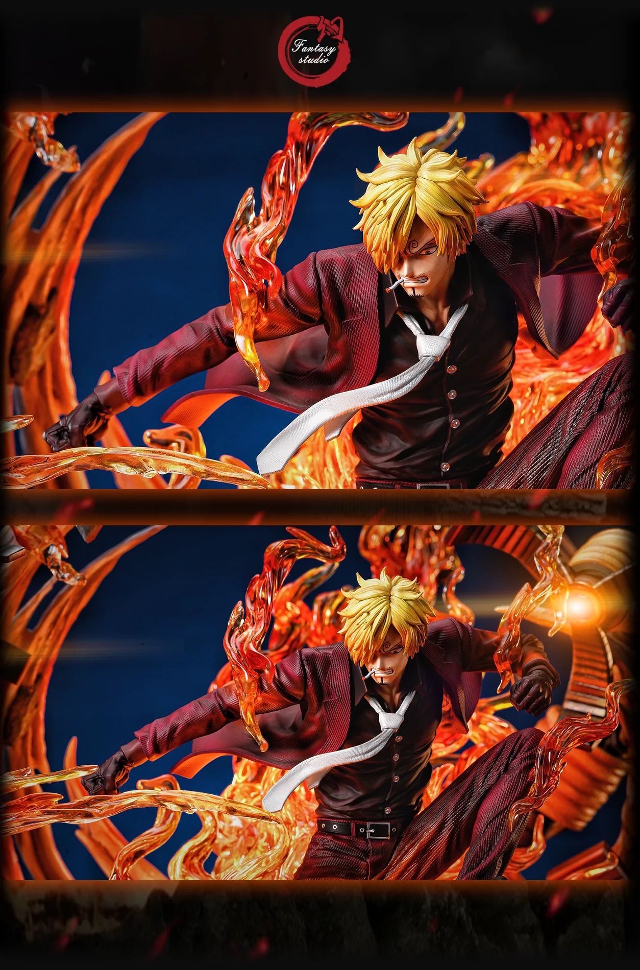Mô hình Sanji cao 32CM siêu đẹp  Mô hình One Piece Sanji chân lửa áo đen