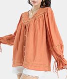  Áo form rộng phối ren tay phồng 