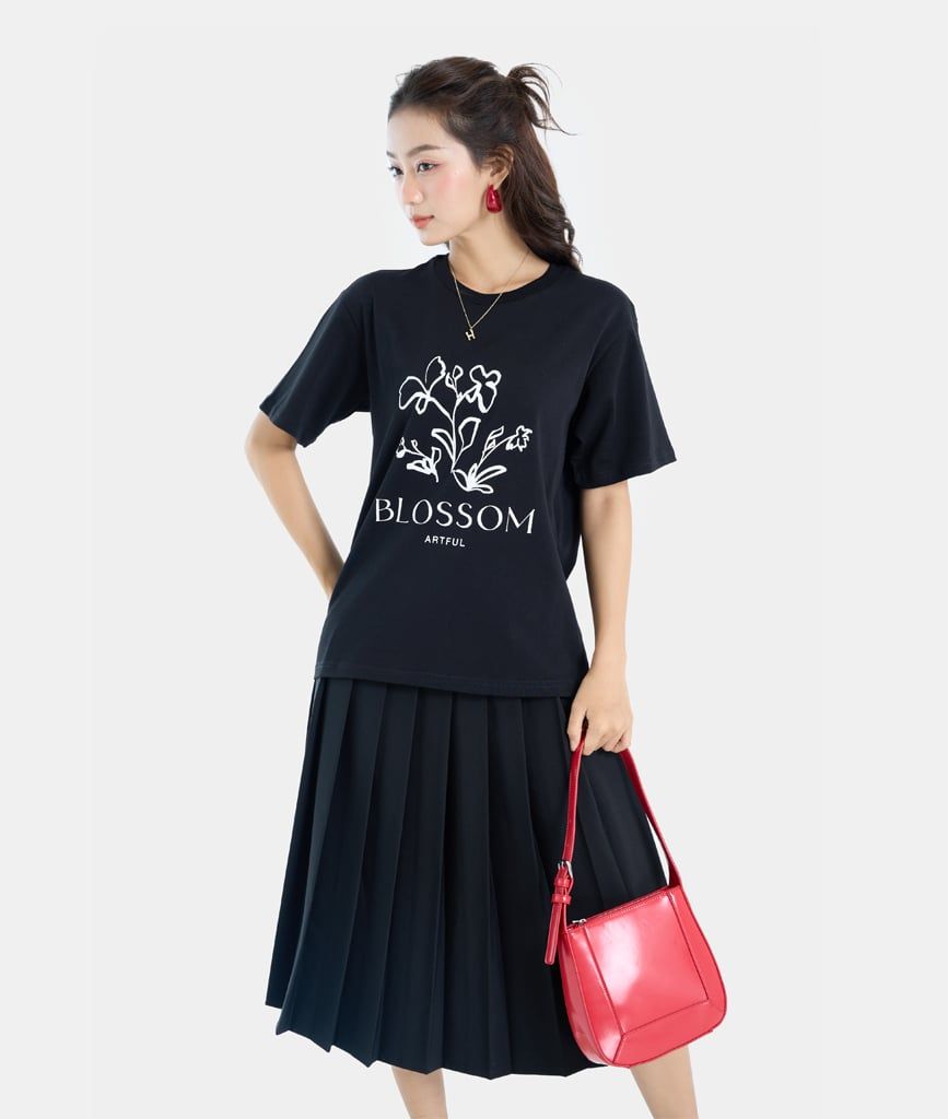  Áo thun form rộng in hình Art Blossom 