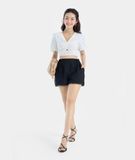  Quần short phối thun eo ren lai 