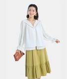  Áo form rộng phối ren tay phồng 