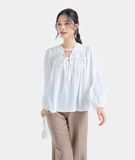  Áo tay dài rút nhún cổ 