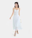  Đầm 2 dây phối ren cotton 