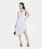 Đầm lửng midi cổ yếm cột nơ 