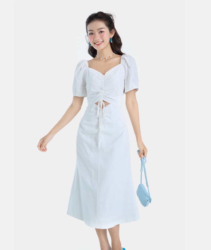  Đầm lửng khoét rút nhún 