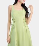 Đầm midi 2 dây luồn dây sườn 