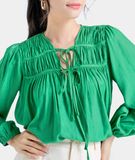  Áo tay dài rút nhún cổ 