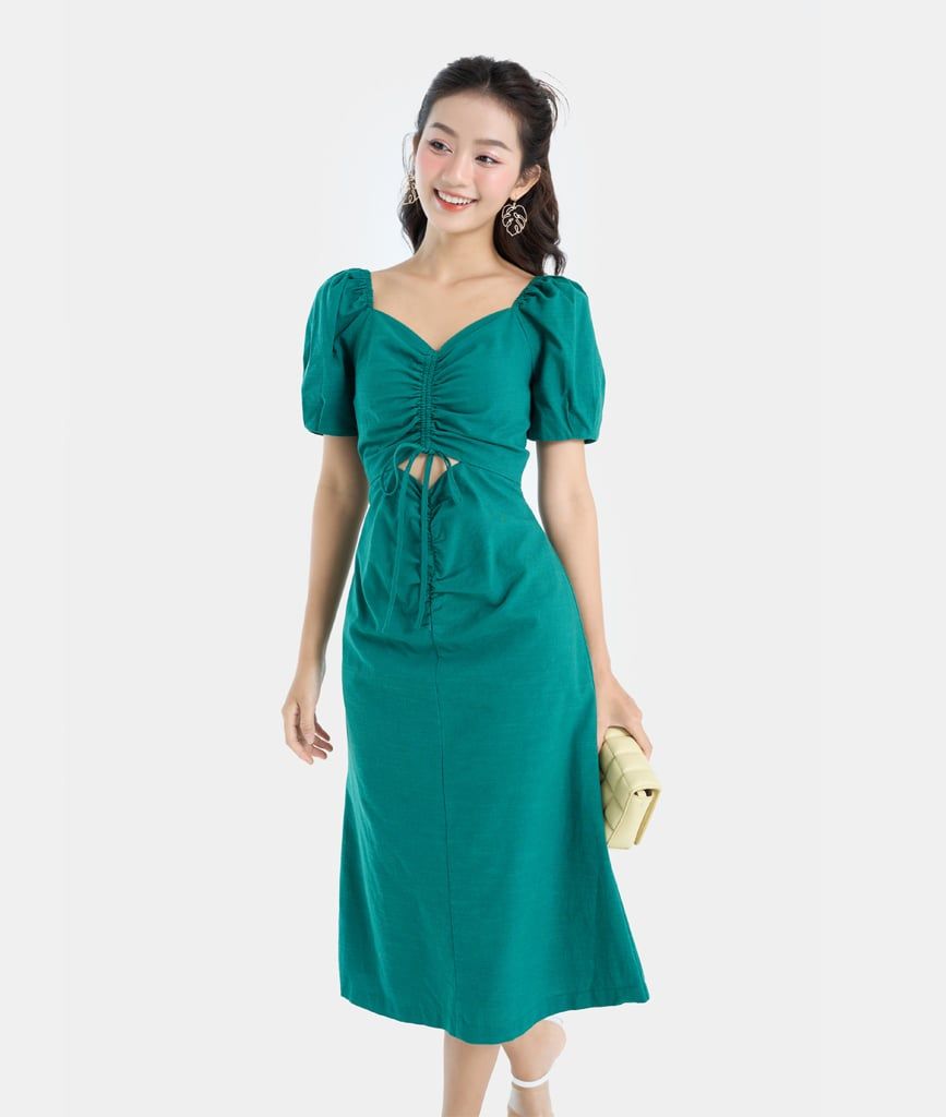  Đầm lửng khoét rút nhún 