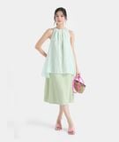  Đầm lửng phối vải kiểu yếm 