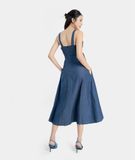  Đầm midi 2 dây luồn dây sườn 