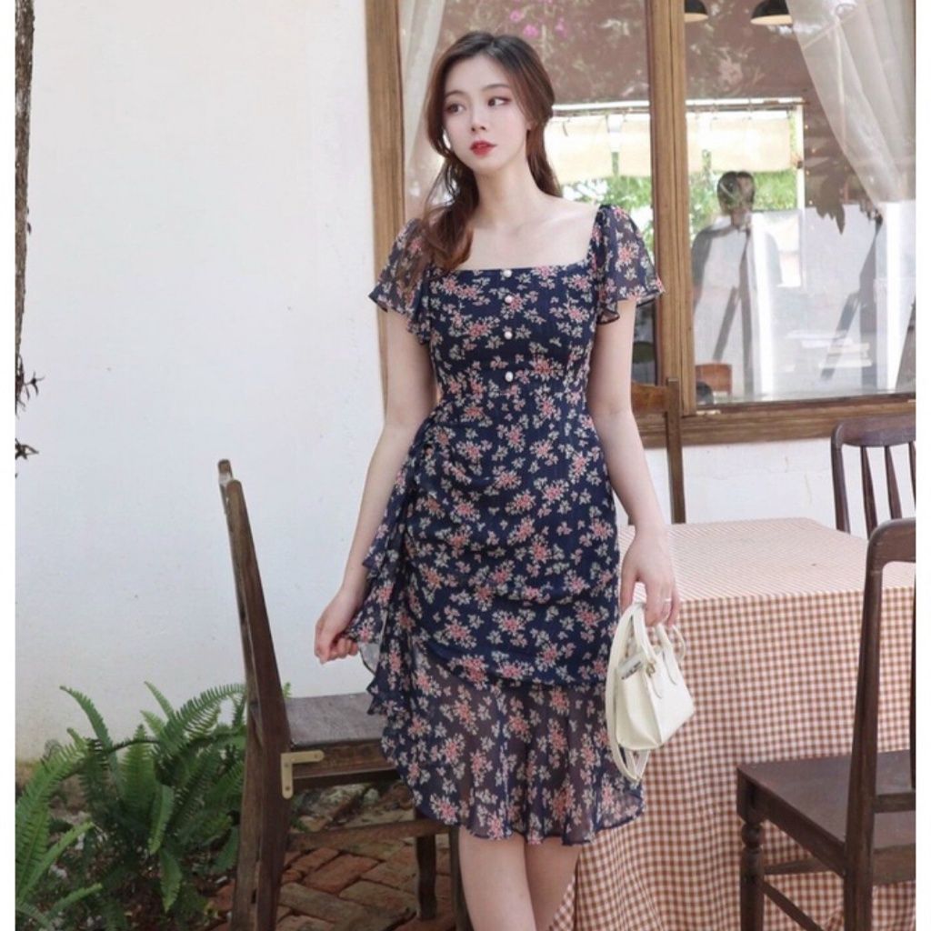 ĐẦM HOA TƠ REN CỔ TIM NHÚN NGỰC XẺ TÀ ĐẦM  VÁY MÀU TRẮNG  ĐI TIỆC CÀ  PHÊHẸN HÒ Chất liệutơ ren thêu may 2 lớp Màu sắcy hình LỆ