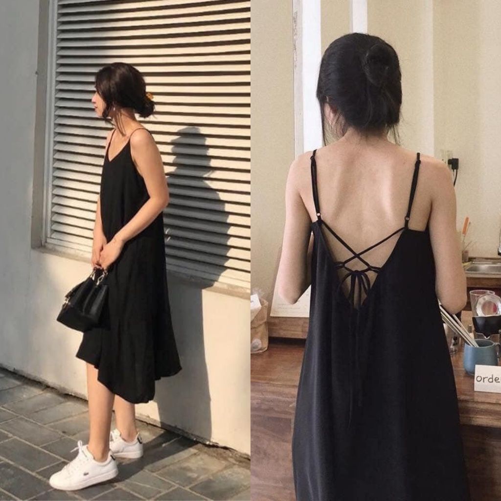 MS736 Váy đầm hai dây maxi xoắn eo váy đầm suông đũi lụa mềm mát đi chơi  đi biển  Phu Linh  Fashion  More