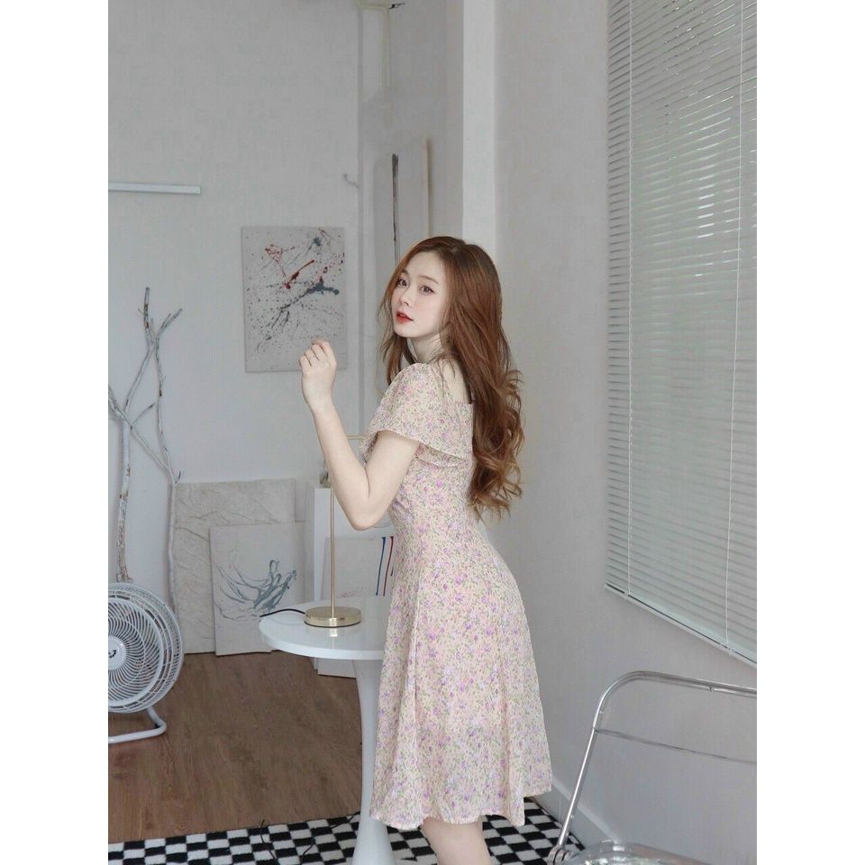 Đầm hoa nhí ôm body tay phồng nhún ngực ulzzang Hàn Quốc Váy hoa nhí  vintage cổ vuông dáng ngắn V20  Roxie   HolCim  Kênh Xây Dựng Và Nội  Thất