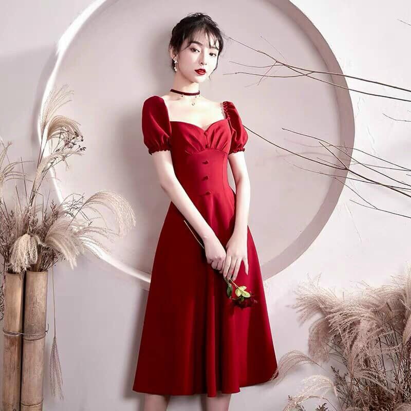Đầm xòe tay con dễ thương màu đỏ  Đầm xòe đẹp