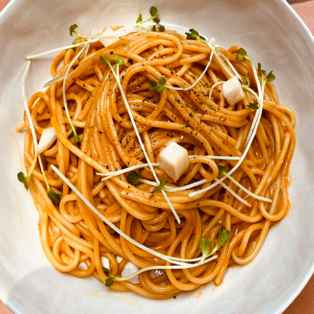  Mushroom Spaghetti  - Mì Ý sốt nấm (chay) 