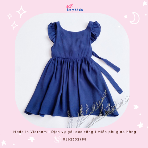 Váy ngắn 2 khóa sườn  Xanh tím than  Snlinen