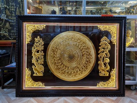 Tranh Trống Đồng Phú Quý Nền Đen Kích Thước 175*125 Cm Khung Chữ Nhật