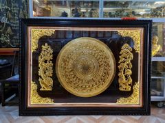 Tranh Trống Đồng Phú Quý Nền Đen Kích Thước 175*125 Cm Khung Chữ Nhật