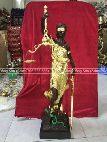Tượng Đồng Nữ Thần Công Lý Cao 73 Cm Dát Vàng
