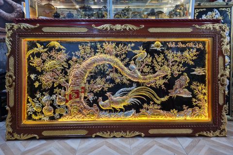 Tranh Đồng Vinh Hoa Phú Quý Kích Thước 230*120 Cm Khung Hoa Tây Dát Vàng