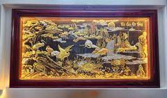 Tranh Đồng Phú Quý Cát Tường Đồng vàng Kích Thước 237*127Cm