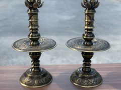 Bộ Ngũ Sự Bằng Đồng Vàng Song Long Chầu Nguyệt Màu Hai Công Nghệ Cao 60 Cm