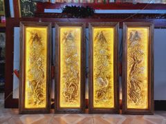 Tranh Tứ Quý Bằng Đồng Vàng Kích Thước 120*40 Cm
