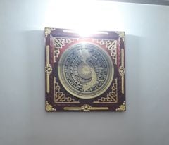 Tranh Trống Đồng Khung Gỗ Dát Vàng, Mặt CNC Kích Thước 100*100 Cm Khung Vuông