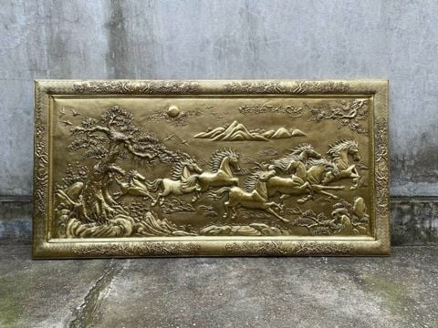 Tranh Đồng Mã Đáo Thành Công 90*180 Cm Khung Đồng Liền