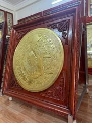 Tranh Trống Đồng  Mặt Gò Khung Gỗ Sồi  Kích Thước 105*105 Cm Khung Vuông