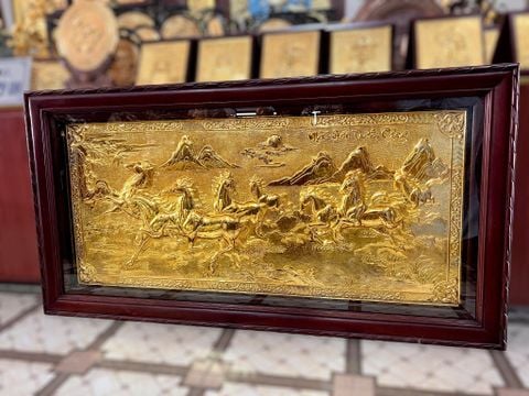 Tranh Đồng Mã Đáo Thành Công 88*155Cm Nền vàng mạ vàng 24k