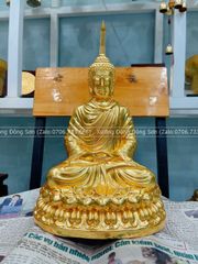 Tượng Đồng Phật Quan Âm Cao 30 Cm Dát Vàng