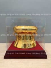 Trống Đồng Đông Sơn Đường Kính 10Cm Cao 7Cm Chất Liệu Đồng Vàng dát vàng