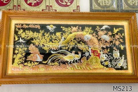 Tranh Đồng Vinh Hoa Phú Quý Kích Thước 170*90 Cm Khảm Tam Khí