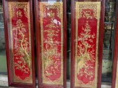 Tranh Tứ quý đồng vàng mạ vàng 24k kích thước 41x127cm