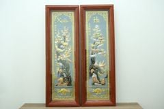 Tranh Tứ Quý Bằng Đồng Vàng nền bạc Kích Thước 120*40 Cm