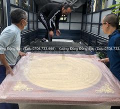 Tranh Trống Đồng Mặt Gò Khung Gỗ Sồi Kích Thước 80*80 Cm Khung Vuông